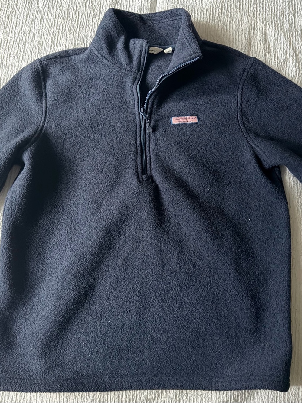 Vineyard Vines Navy Half-Zip Fleece Pullover with Pink Logo